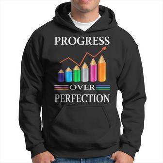 Progress Over Perfection Teaching Job Proud Teacher Men Hoodie - Thegiftio UK