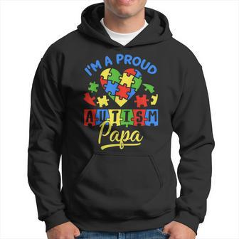 Proud Autism Papa Awareness Grandpa Autistic Grandchild Kids Men Hoodie Graphic Print Hooded Sweatshirt - Thegiftio UK