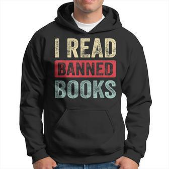 I Read Banned Books Librarian Freadom Reader Nerd Retro Men Hoodie - Thegiftio UK
