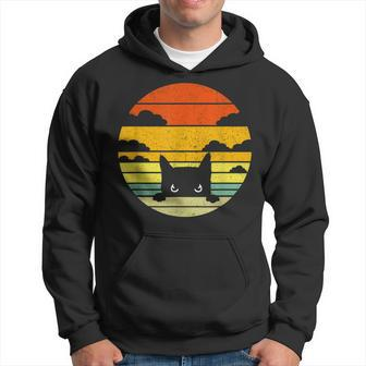 Retro Black Cat Lover Vintage Kitty Crazy Cat Cute And Funny Hoodie - Thegiftio UK