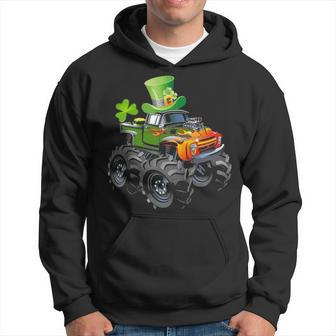 Saint Patricks Day For Monster Truck Lover Boy Shamrock Men Hoodie - Thegiftio UK