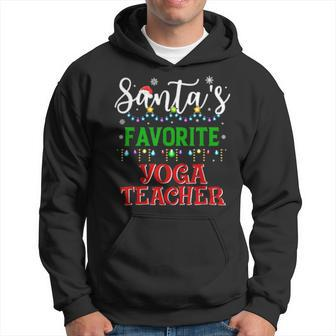 Santas Favorite Yoga Teacher Matching Xmas Pajamas Men Hoodie - Thegiftio UK
