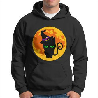 Scary Black Cat Costume Witch Hat Amp Moon Graphics Halloween Quote Men Hoodie Graphic Print Hooded Sweatshirt - Thegiftio UK