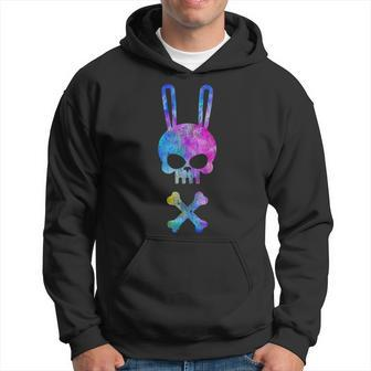 Scary Skull And Crossbones Bad Rabbit Horror Bunny Tie Dye Men Hoodie Graphic Print Hooded Sweatshirt - Thegiftio UK