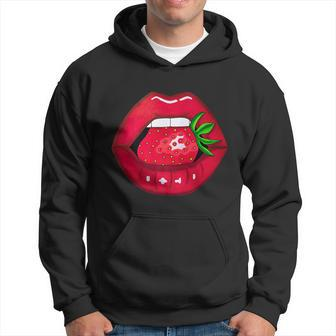 Sexy Strawberry Lips Red Lipstick Woman Strawberries Mouth Graphic Design Printed Casual Daily Basic Hoodie - Thegiftio UK