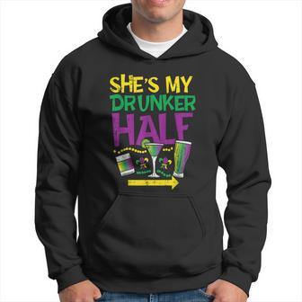 Shes My Drunker Half Matching Couple Boyfriend Mardi Gras Men Hoodie - Thegiftio UK