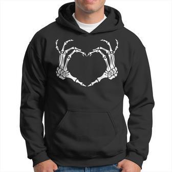 Skeleton Hand Heart Sign Bones Costume Halloween Skull Men Hoodie - Thegiftio