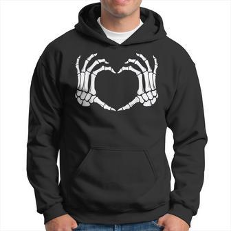 Skeleton Hands Heart Sign Bones Halloween Skull Men Hoodie - Thegiftio