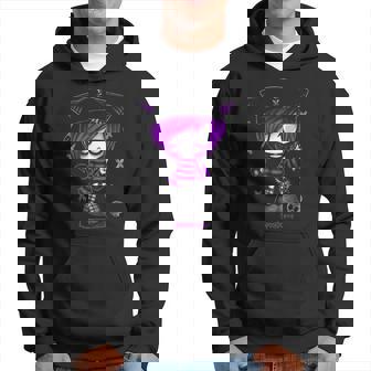 Spookscene Edgy Kitty Hat Scene Kid Emo Alt Goth Purple Men Hoodie - Thegiftio