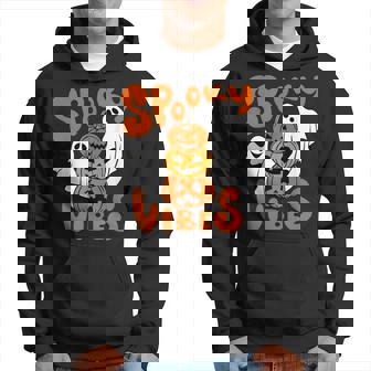 Spooky Vibes Ghost Scary Pumpkin Face Funny Halloween Hoodie - Seseable