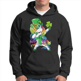 St Patricks Day Girls Dabbing Unicorn Leprechaun Lepricorn Men Hoodie - Thegiftio UK