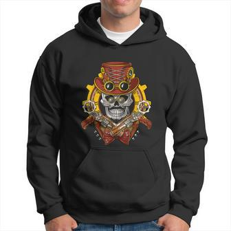 Steampunk Skull Mechanical Clock Gears Industrial Fantasy Graphic Design Printed Casual Daily Basic V2 Hoodie - Thegiftio UK