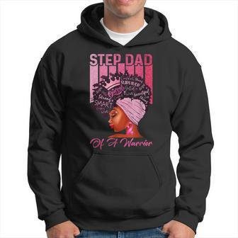 Step Dad Of A Warrior Afro Black Woman Breast Cancer Men Hoodie Graphic Print Hooded Sweatshirt - Thegiftio UK