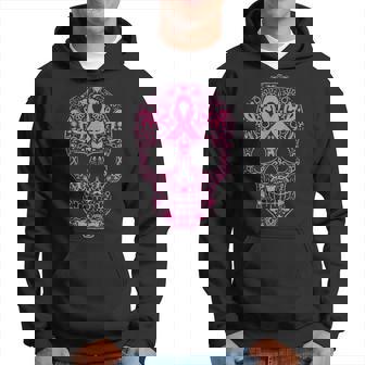 Sugar Skull Pink Ribbon Calavera Breast Cancer Awareness Men Hoodie - Thegiftio
