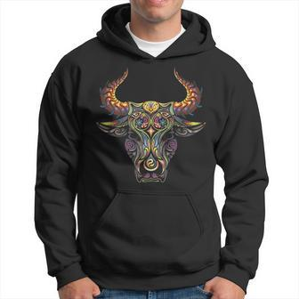 Taurus Zodiac Birthday Cow Bull Floral Farmer Men Hoodie - Thegiftio UK