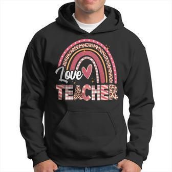Teacher With Funny Leopard Rainbow Teachers Day Hoodie - Seseable
