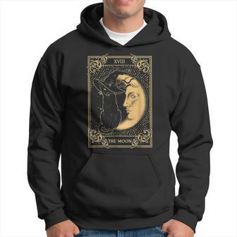 The Moon Tarot Xvii Inspired Black Cat Witch Hat Halloween Men Hoodie Graphic Print Hooded Sweatshirt - Thegiftio UK