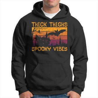 Thick Thighs Spooky Vibes Bat Halloween V3 Hoodie - Seseable