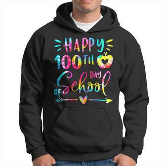 Tie Dye Happy 100Th Day Of School Teacher Student 100 Days V2 Hoodie - Seseable