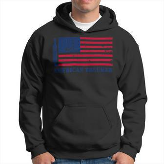 Trucker Truck Driver American Flag With Exhaust American Trucker Hoodie - Seseable