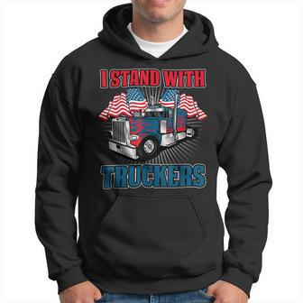 Trucker Trucker Support I Stand With Truckers Freedom Convoy V3 Hoodie - Seseable