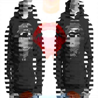 Vampire Lips Lazy Halloween Costume Blood Fangs Women Men Hoodie - Thegiftio