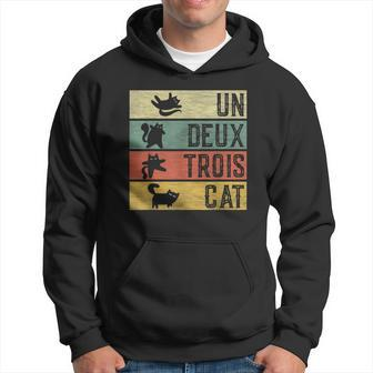 Vintage Retro Un Deux Trois Cat Funny Cat Lovers Men Hoodie Graphic Print Hooded Sweatshirt - Thegiftio UK