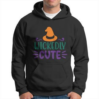 Wickedly Cute Witch Hat Halloween Quote Graphic Design Printed Casual Daily Basic Hoodie - Thegiftio UK