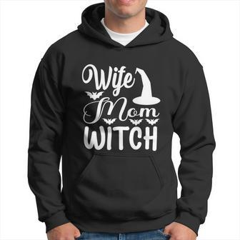Wife Mom Witch Witch Hat Halloween Quote Graphic Design Printed Casual Daily Basic Hoodie - Thegiftio UK