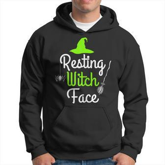 Womens Resting Witch Face Halloween Fall Funny Trick Or Treat Sassy Hoodie - Seseable