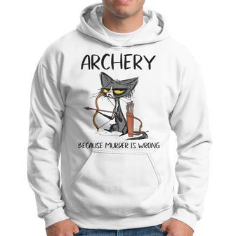 Archery Because Murder Is Wrong Cat Archer Men Hoodie - Thegiftio UK