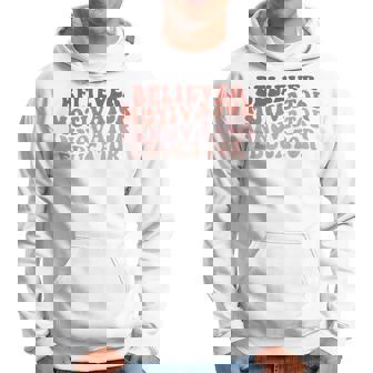Believer Motivator Innovator Educator Retro Teacher Gifts Hoodie - Thegiftio