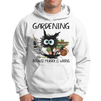 Black Cat Do Gardening Because Murder Is Wrong Men Hoodie - Thegiftio UK