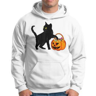Black Cat Halloween Candy Pumpkin Bag Sweet Lollipop Funny Hoodie - Seseable