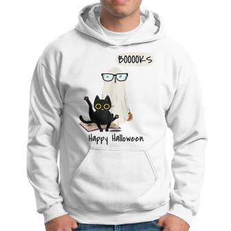 Book Lover Halloween Boooks Ghost Boo And Black Cat Cute Hoodie - Seseable