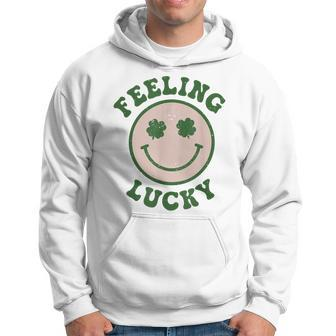 Funny St Patrick Day Feeling Lucky Smile Face Meme Men Hoodie Graphic Print Hooded Sweatshirt - Thegiftio UK