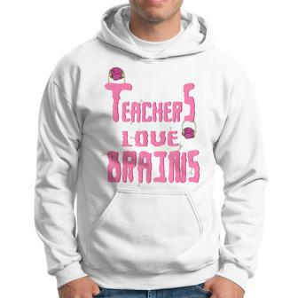 Funny Teachers Love Brains Teacher Zombie Halloween Men Hoodie Graphic Print Hooded Sweatshirt - Thegiftio UK