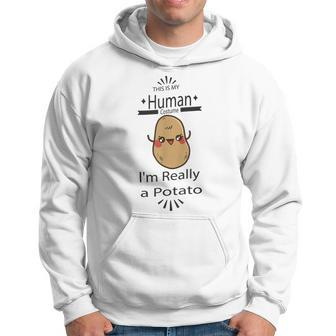 Funny This Is My Human Costume Im Really A Potato Halloween Men Hoodie Graphic Print Hooded Sweatshirt - Thegiftio UK