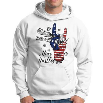 Hair Hustler America Flag Funny Gifts T Barber Hair Stylist 4Th Of July T- Graphic Design Printed Casual Daily Basic Men Hoodie - Thegiftio UK