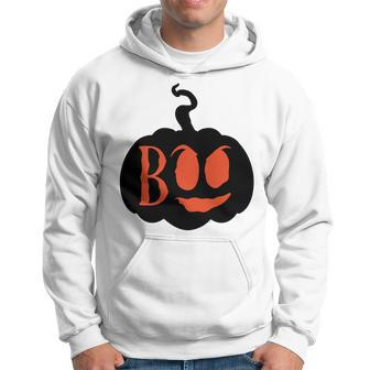 Halloween Boo - Pumpkin Orange And Black Design Men Hoodie Graphic Print Hooded Sweatshirt - Seseable
