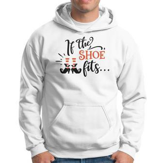 Halloween If The Shoe Fits With You Black And Orange Design Men Hoodie Graphic Print Hooded Sweatshirt - Seseable
