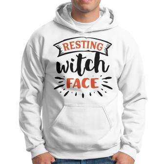 Halloween Resting Witch Face Black And Orange Men Hoodie Graphic Print Hooded Sweatshirt - Seseable