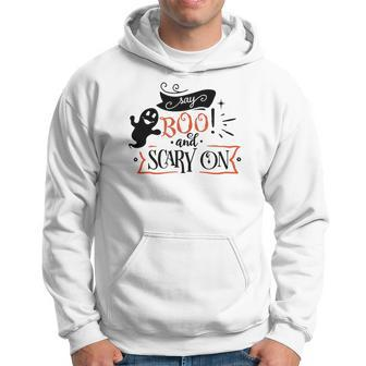 Halloween Say Boo And Scary On Black And Orange Men Hoodie Graphic Print Hooded Sweatshirt - Seseable