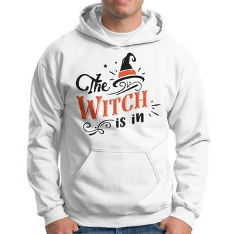 Halloween The Witch Is In Black And Orange Men Hoodie Graphic Print Hooded Sweatshirt - Seseable