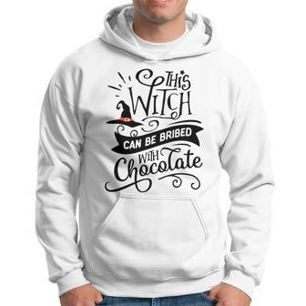 Halloween This Witch Can Be Bribed With Chocolate Black And Orange Men Hoodie Graphic Print Hooded Sweatshirt - Seseable