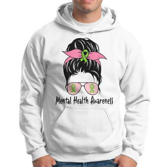 Messy Bun Mental Health Matters Gift Mental Health Awareness Men Hoodie Graphic Print Hooded Sweatshirt - Thegiftio UK