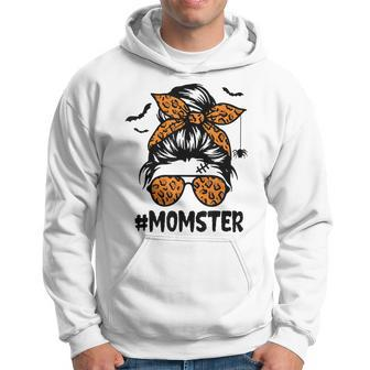 Momster Shirt For Women Halloween Mom Messy Bun Leopard Men Hoodie - Thegiftio UK