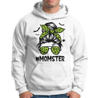 Momster Shirt For Women Halloween Mom Messy Bun Leopard V2 Men Hoodie - Thegiftio UK