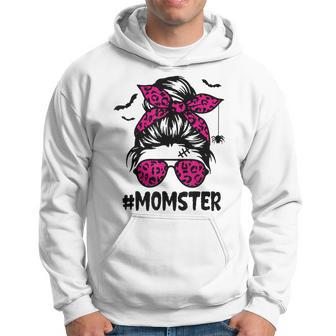 Momster Shirt For Women Halloween Mom Messy Bun Leopard V4 Men Hoodie - Thegiftio UK
