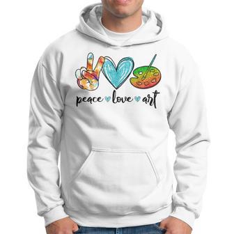 Peace Love Art Painting Palette Funny Art Teacher Gifts Men Hoodie - Thegiftio UK